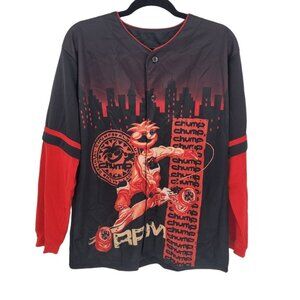Chump boys 16 18 black red long sleeve button up skateboarding RPM graphic NWT